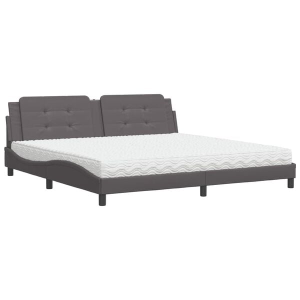 vidaXL Bed met matras "Zadar" kunstleer grijs 200x200 cm