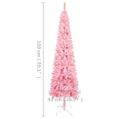 vidaXL Kerstboom met LED smal 150 cm roze