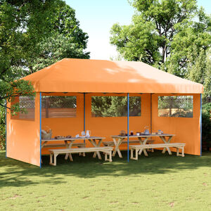 vidaXL Partytent inklapbaar pop-up met 3 zijwanden oranje