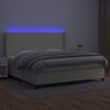 vidaXL Boxspring met matras en LED kunstleer cr&egrave;mekleurig 200x200 cm