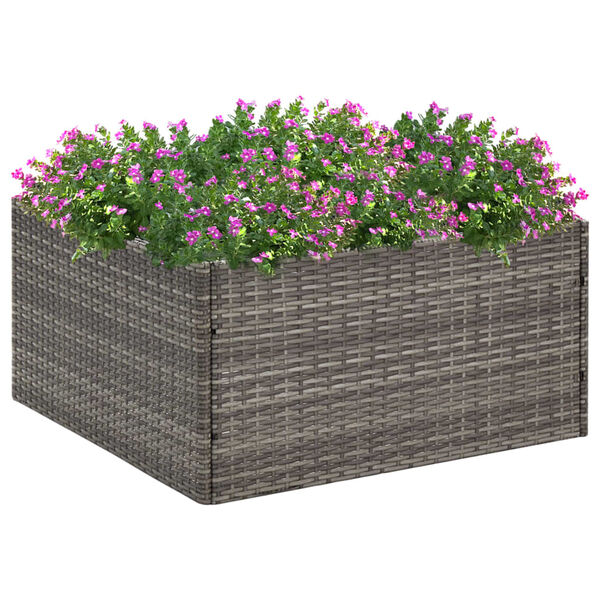 vidaXL Plantenbak 80x80x40 cm poly rattan grijs