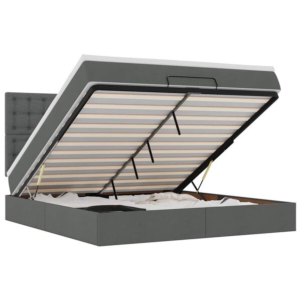 vidaXL Ottoman bed met matras 180x200cm stof donkergrijs