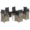 vidaXL 7-delige Tuinset met kussens poly rattan grijs