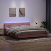 vidaXL Boxspring met matras en LED fluweel roze 180x220 cm