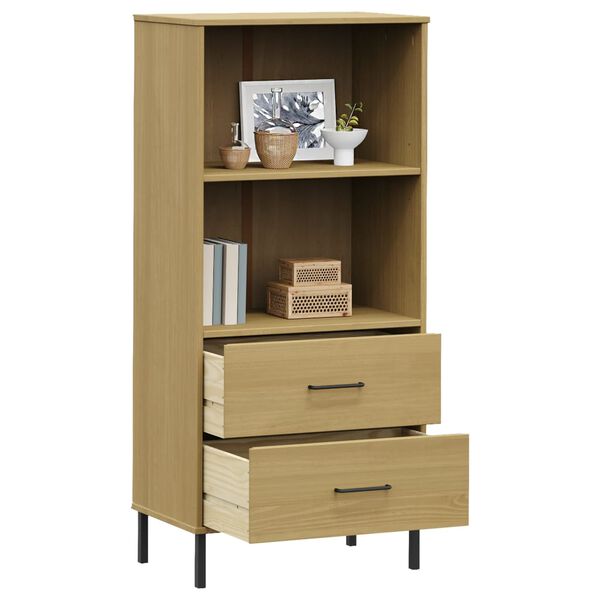 vidaXL Boekenkast met 2 lades OSLO 60x35x128,5 cm massief hout bruin