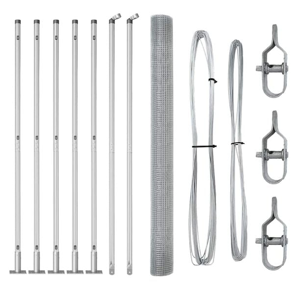 vidaXL Afrasteringspaal Zilver 10 x 1,6 m (12 x 12 mm gaas) Staal