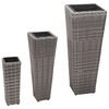 vidaXL Plantenbakken verhoogd 3 st poly rattan grijs