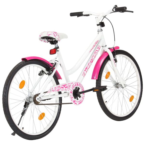 vidaXL Kinderfiets 24 inch roze en wit