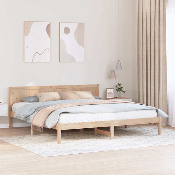 vidaXL Bedframe Bruin 200 x 200 cm Massief grenenhout