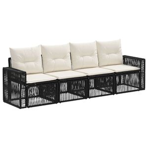 vidaXL Tuinbankenset 4 st Zwart en Cream Wit poly rattan