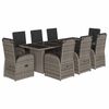 vidaXL 9-delige Tuinset met kussens poly rattan grijs