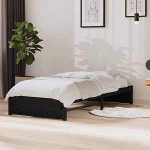vidaXL Bedframe massief hout zwart 90x190 cm
