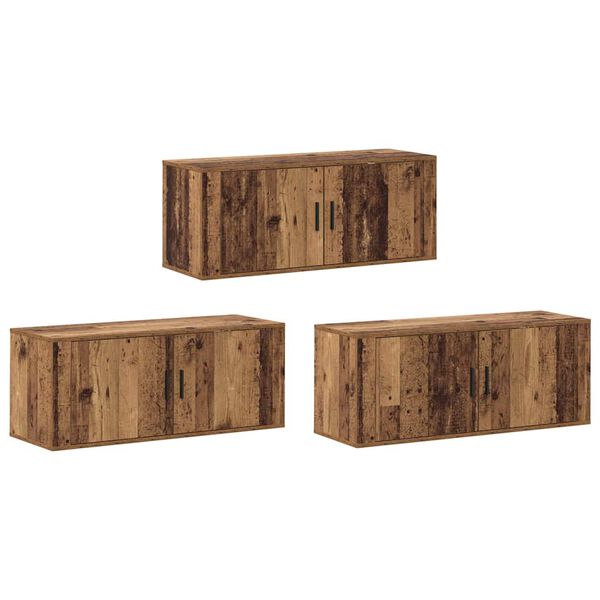 vidaXL Wandtv-kast Set 3 pcs Oud Hout 100 x 34,5 x 40 cm Bewerkt hout