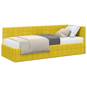 vidaXL Hoekbedframe met Matras met hoofdeinde 2 st Geel Fluweel