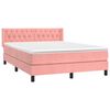 vidaXL Boxspring met matras fluweel roze 140x200 cm