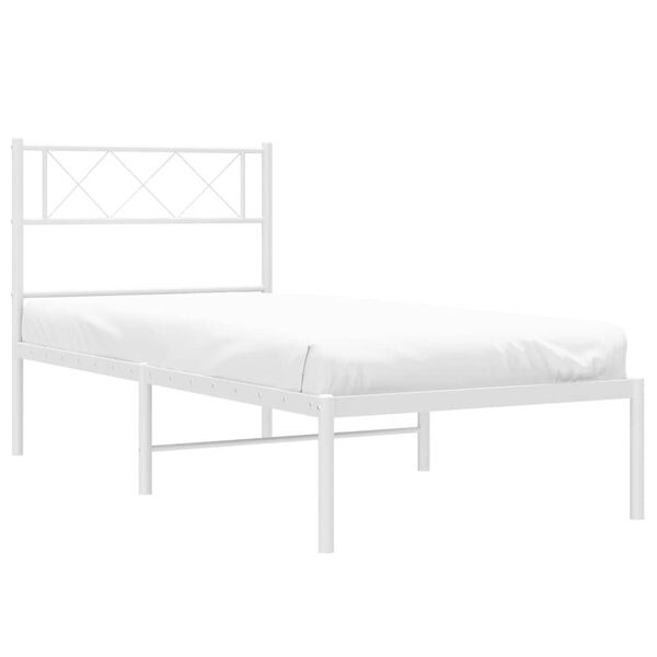 vidaXL Bedframe met hoofdbord metaal wit 100x190 cm