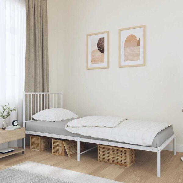 vidaXL Bedframe met hoofdbord metaal wit 90x190 cm
