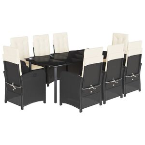 vidaXL 9-delige Tuinset poly rattan zwart