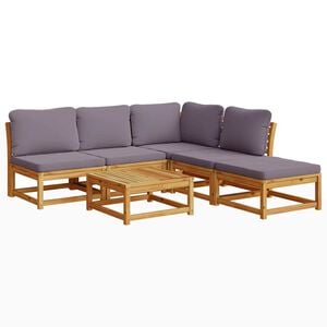 vidaXL 6-delige Loungeset met kussens massief acaciahout