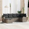 vidaXL Tuin Sofa Set met kussen met opslag 6 pcs Grijs Poly riet