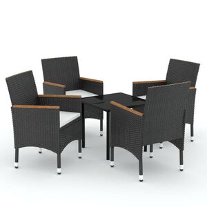 vidaXL 5-delige Tuinset met kussens zwart