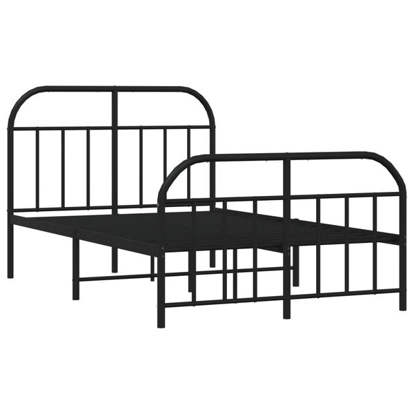 vidaXL Bedframe met hoofd- en voeteneinde metaal zwart 120x190 cm