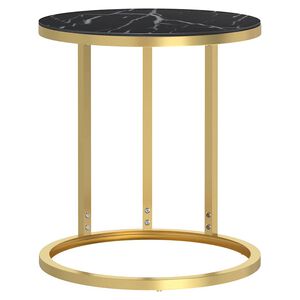 vidaXL Bijzettafel 45 cm gehard glas goudkleurig en zwartmarmer
