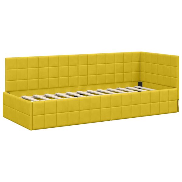 vidaXL Hoekbedframe met hoofdeinde Geel 80 cm x 200 cm Fluweel