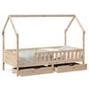 vidaXL Kinderbedframe met lades 90x190 cm massief grenenhout