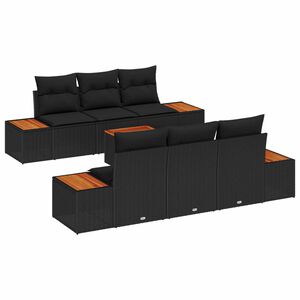 vidaXL Tuin Sofa Set met kussen met opslag 7 pcs Zwart Poly riet