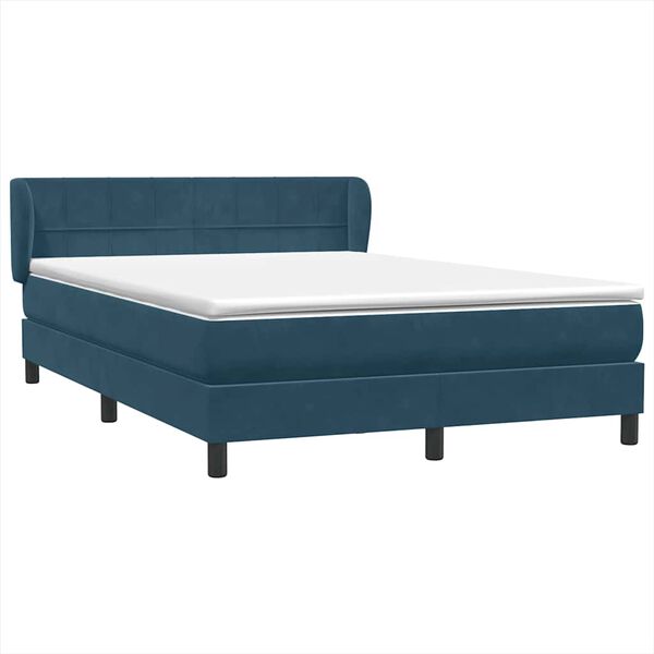 vidaXL Boxspring met matras fluweel donkerblauw 160x210 cm