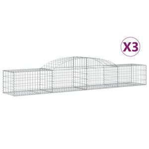 vidaXL Schanskorven 3 st gewelfd 300x50x40/60 cm gegalvaniseerd ijzer