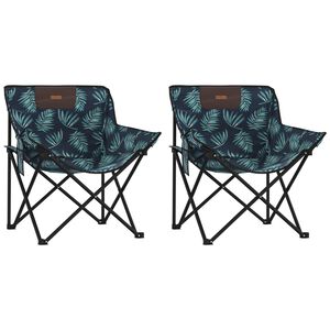 vidaXL Campingstoelen 2 st met vakje inklapbaar bladprint