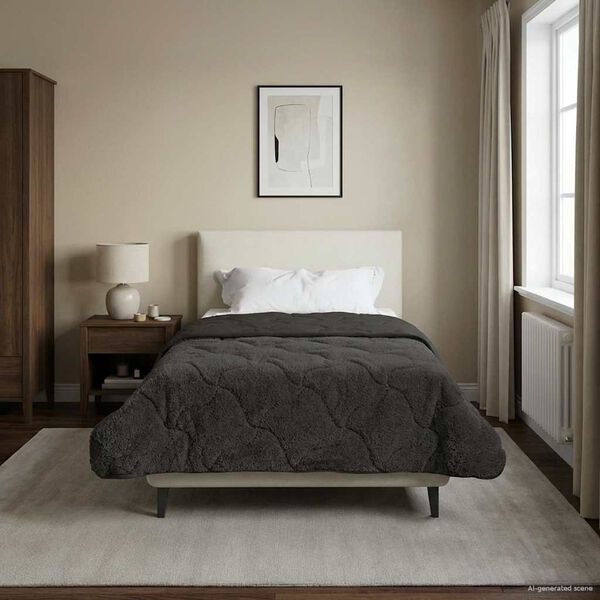 vidaXL Vol jaar dekbed Gekwilt Antraciet 155 x 200 cm