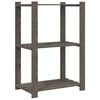 vidaXL Opbergrek 3-laags 60x38x90 cm massief grenenhout grijs