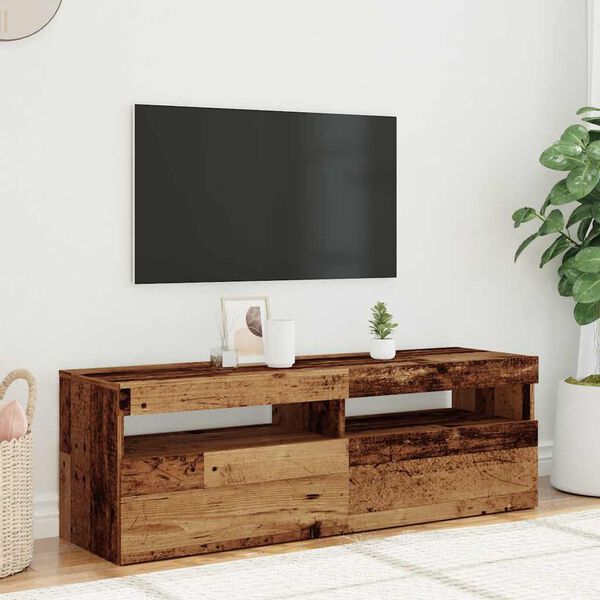 vidaXL Tv-meubel met LED 120x35x40 cm bewerkt hout oud hout