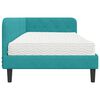 vidaXL Hoekbedframe met matras Turquoise 90 x 190 cm Fluweel