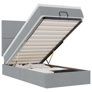 vidaXL Ottoman bed met matras en LED's 90x190cm stof lichtgrijs
