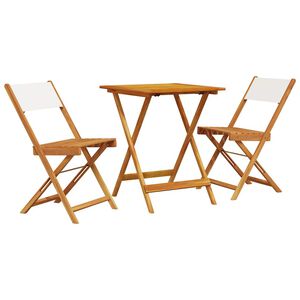 vidaXL 3-delige Bistroset stof en massief hout cr&egrave;mewit
