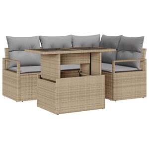 vidaXL Tuin Sofa Set met kussen 5 pcs beige en lichtgrijs poly rattan