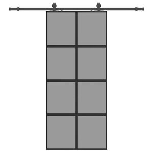 vidaXL Schuifdeur met beslagset 90x205 cm gehard glas zwart
