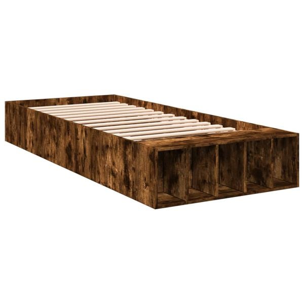 vidaXL Bedframe bewerkt hout gerookt eikenkleurig 75x190 cm