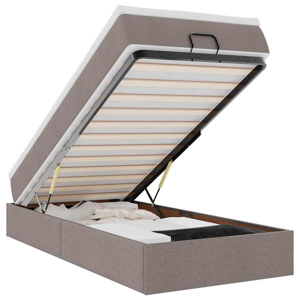 vidaXL Ottoman bed met matras 100x200cm stof taupe
