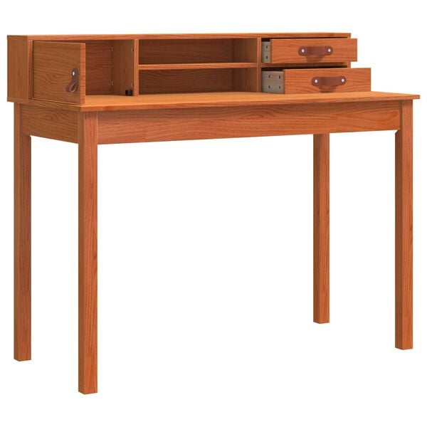 vidaXL Bureau met lade Wasbruin 110 x 50 x 93 cm Massief Grenen Hout