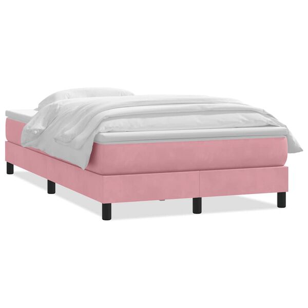 vidaXL Boxspring met matras fluweel roze 120x220 cm