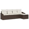 vidaXL Bankstel met kussen met opslag 5 pcs Bruin poly rattan