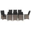 vidaXL Tuin eettafelset met kussen 9 pcs Grijs poly rattan