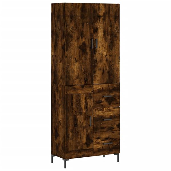 vidaXL Hoge kast 69,5x34x180 cm bewerkt hout gerookt eikenkleurig