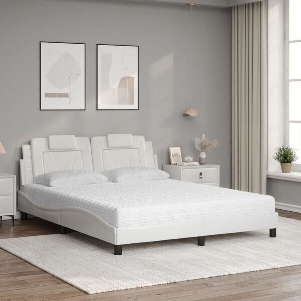 vidaXL Bed "Viana" met matras kunstleer wit 160x200 cm