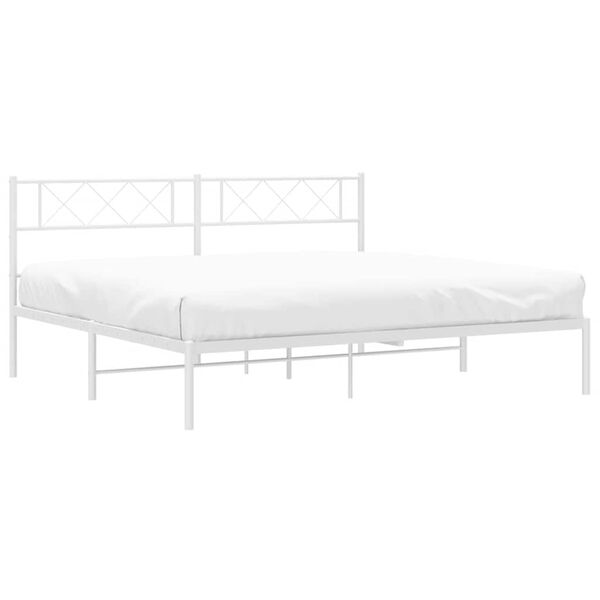 vidaXL Bedframe met hoofdbord metaal wit 183x213 cm